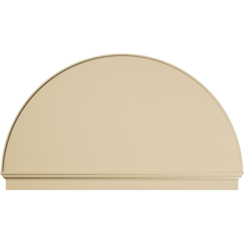 Demi-rond signature fronton en uréthane, brun clair apprêté, 76 po x 44,75 po x 2,75 po, Combinaison, Lisse