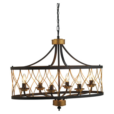 Nottingham 6 - Light Black With Antique Gold Drum Pendant