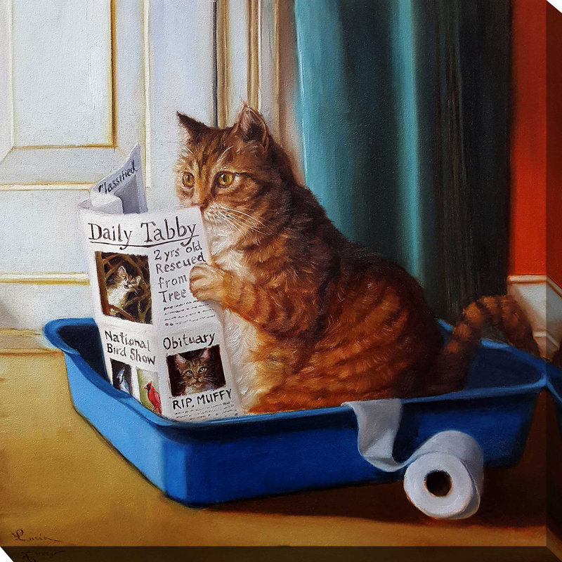 Kitty Throne par Lucia Heffernan - Peinture, Toile tendue, H 18 po x l 18 po x P 1 po