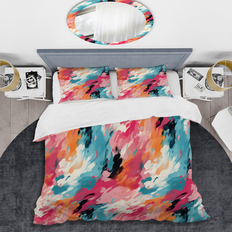 Ensemble de housse de couette multicolore Feather Fury II, Housse de couette pour grand lit et 2 taies décor