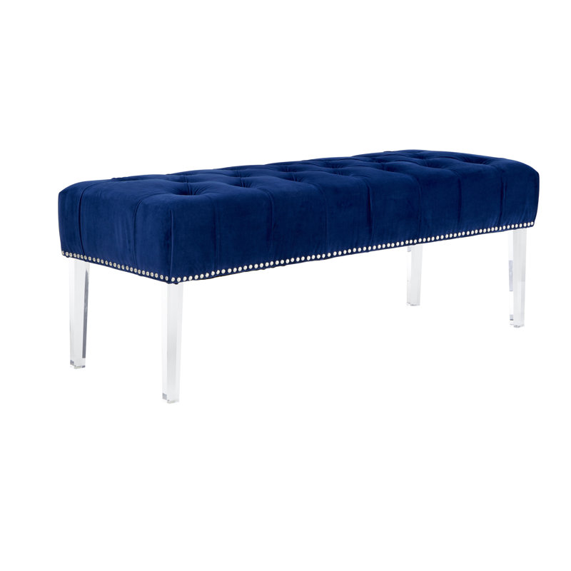 Sabrina Polyester Upholstered Bench, Blue