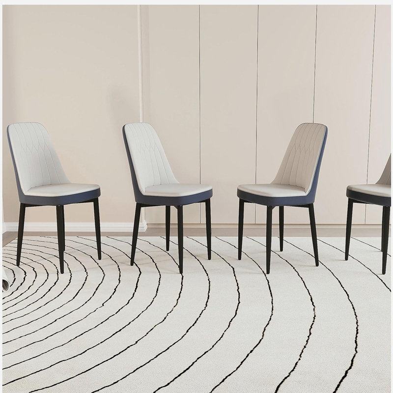 Chaises de salle à manger 4 pièces de style moderne, fabriquées en cuir de polyuréthane de haute qualité, avec coussins épais, chaise de cuisine à pieds en métal, chaise de salle à manger de restaurant