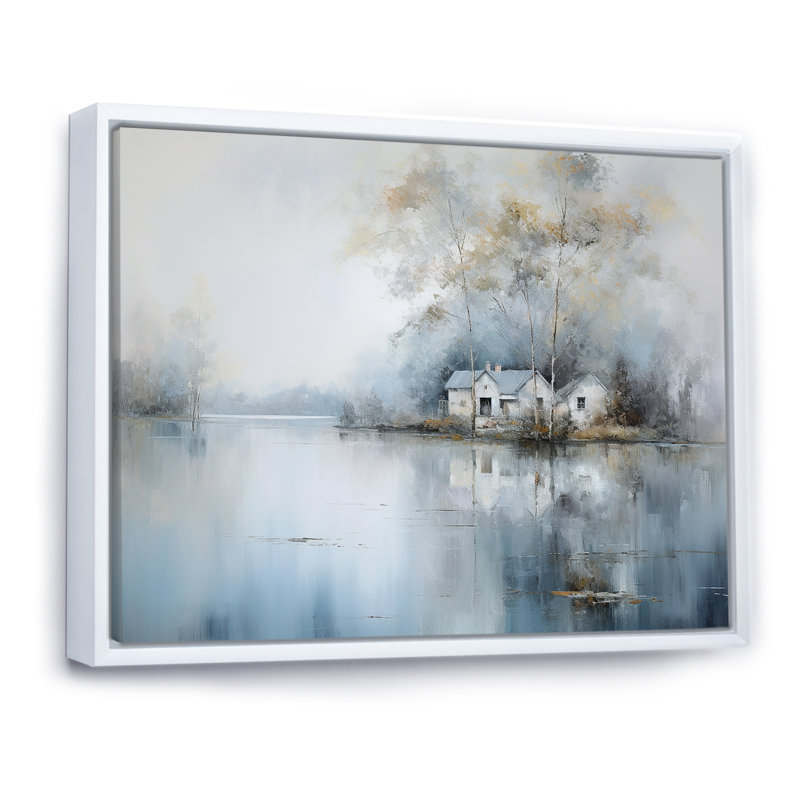 Lakeside House Serenity sur impression sur toile, Cadre flottant blanc, H 30 po x l 40 po x P 1,5 po