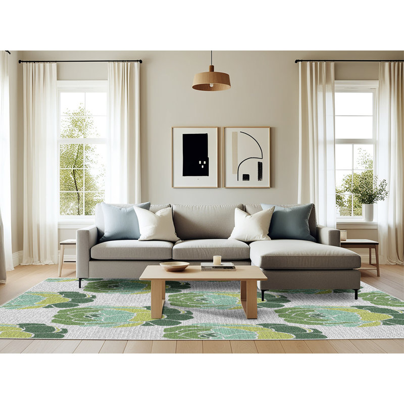 Floral Indoor Rug, Rectangle 6' x 9'