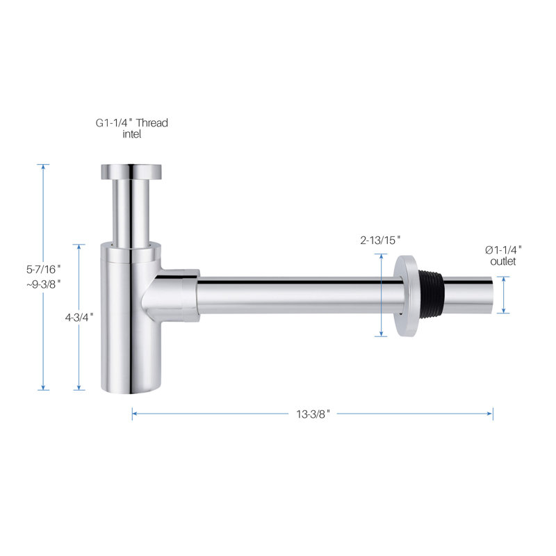 Siphon pour bouteille de salle de bain Kibi, Chrome chrome