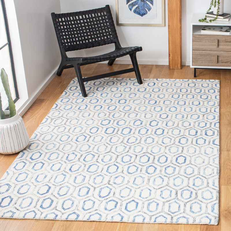 Gerad Metro Hand Tufted Wool And Cotton With Latex Geometric Rug, Rectangle 5' x 8'