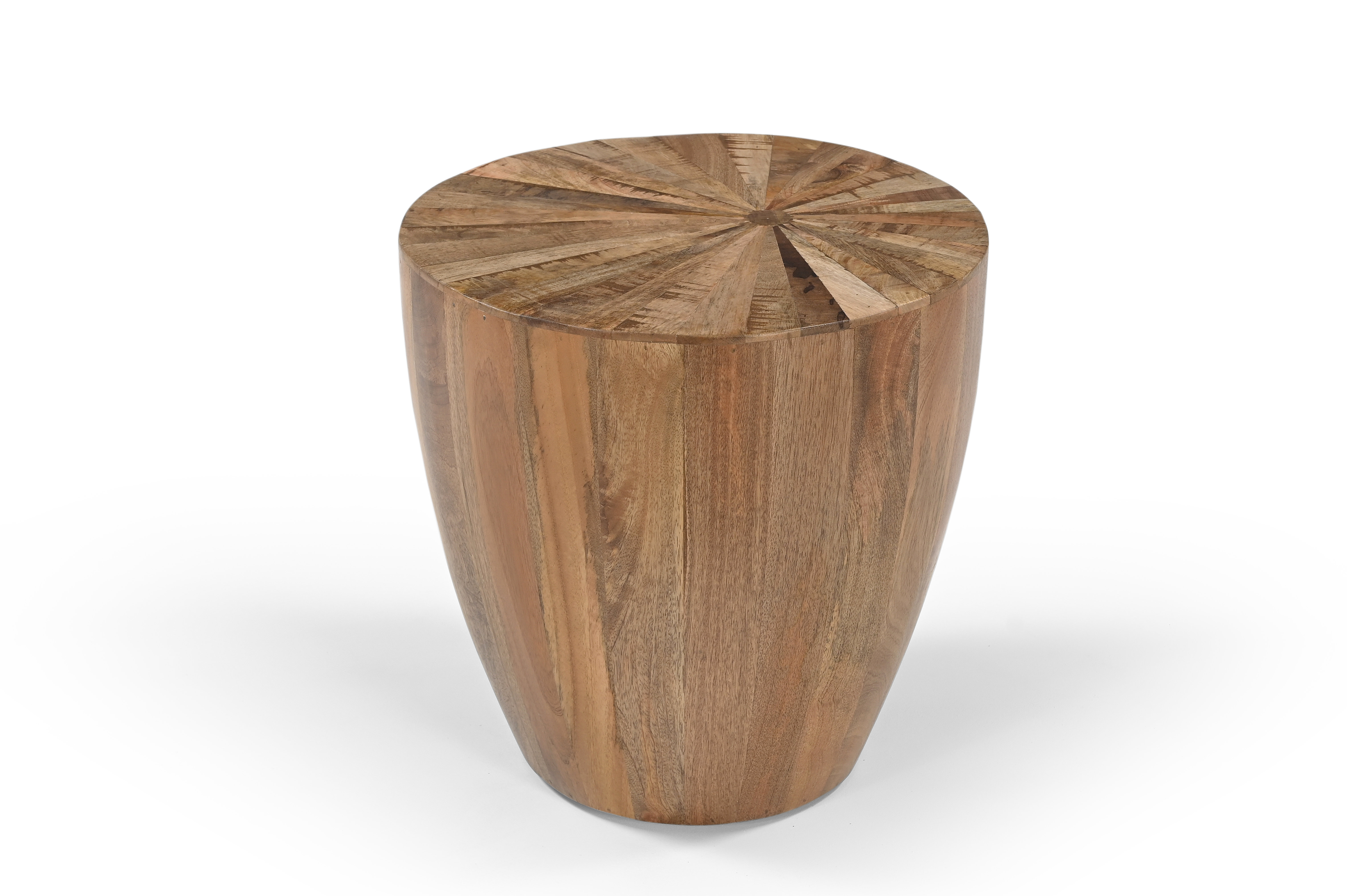 Loon Peak® Cayley Rustic Solid Wood Drum End Table – Handcrafted