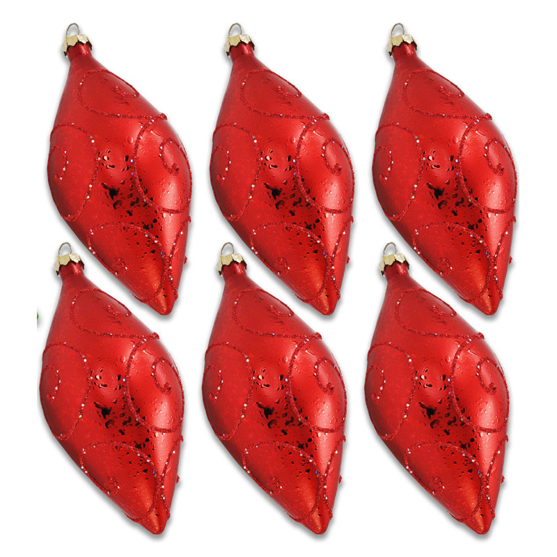 Ensemble d'ornement 6 pièces Teardrop, Rouge