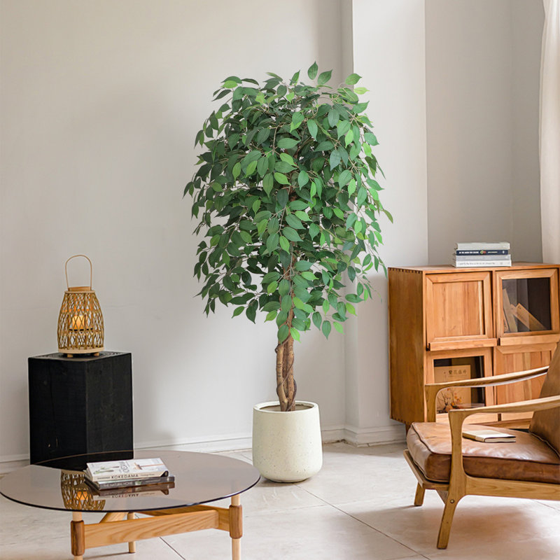 Ficus artificiel avec pot pour l'extérieur et l'intérieur, H 70 po x l 7 po x P 6 po