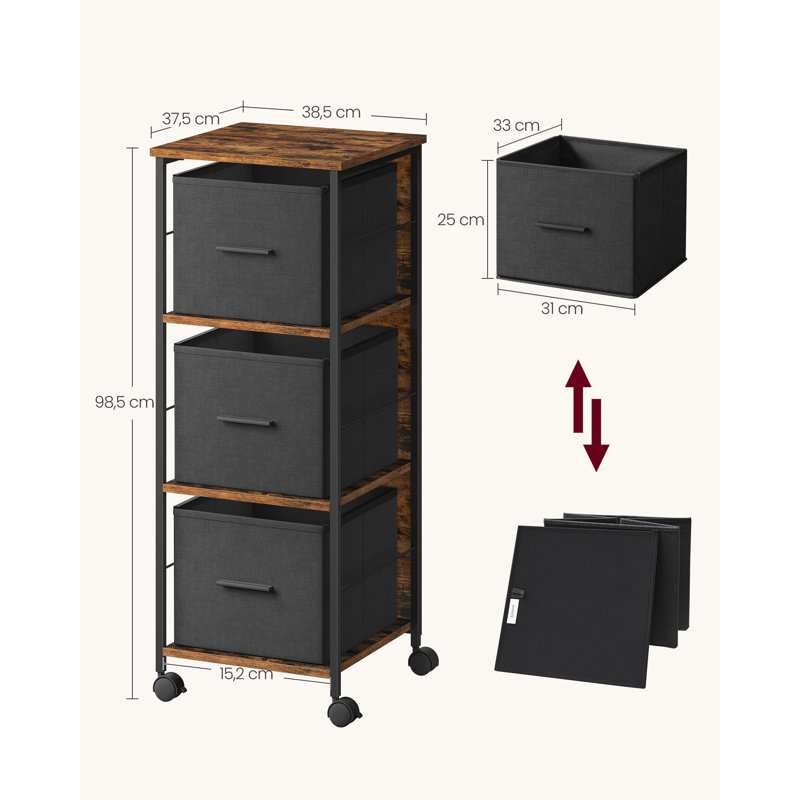 Aeon 38.5cm Wide File Cabinet, Black/Brown