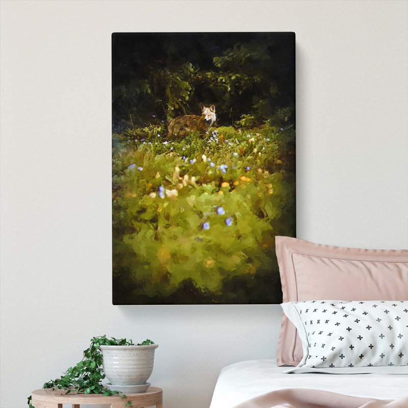 Fox in the Springtime in Abstract - Wrapped Canvas, 91cm H x 60cm W x 3cm D