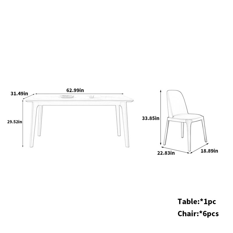 Ensemble de chaises de table en frêne blanc, H 29,52 po x L 62,99 po x l 31,49 po