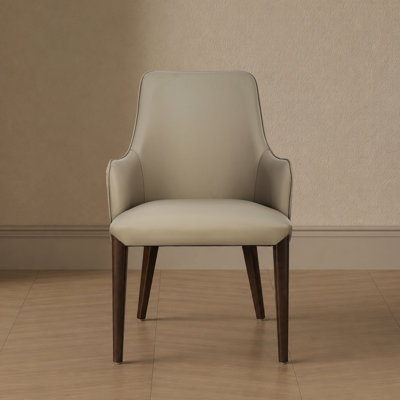 Fauteuil taupe en chenille et similicuir Belmont