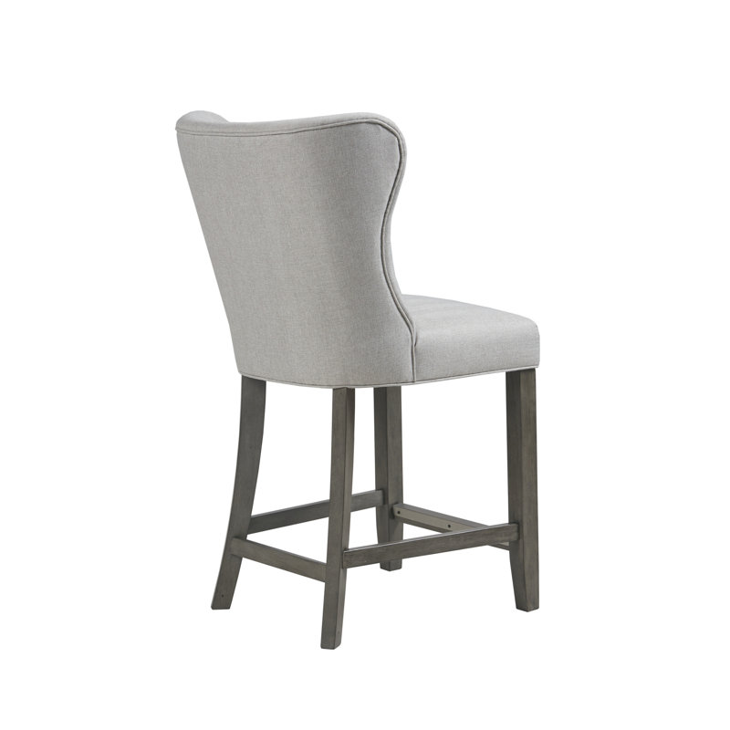 Helena Wing-Back 25.5'' Gray Upholstered Counter Stool