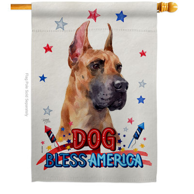 Drapeau de maison 40 po x 28 pi en polyester Patriotic Fawn Great Dane