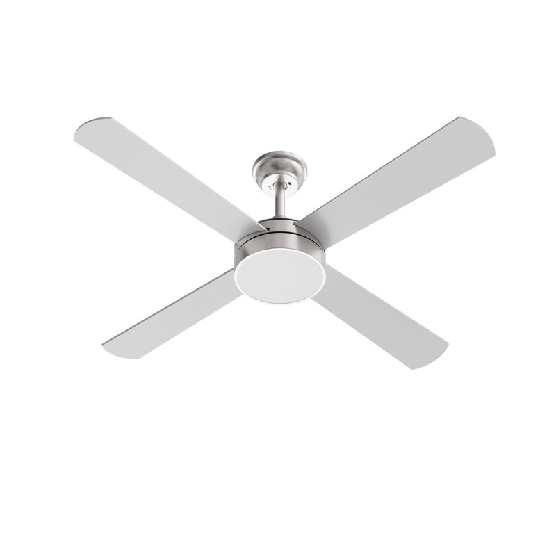 Ventilateur de plafond à DEL 4 pales Bryant - 52 po Bryant, Argent argent, Nickel satiné