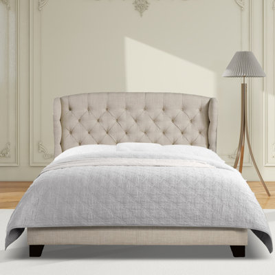 Lit tapissier en tissu, base de lit à hauteur réglable capitonnée