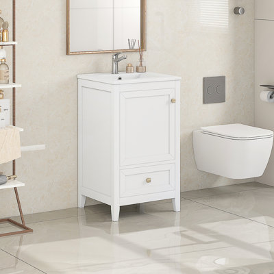 20 Inch Modern Bathroom Vanity with Ceramic Sink, Soft Closing Door, and Ample Storage Solutions for a Tidy and Stylish Bathroom.