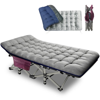 Outdoor Indoor Wine Red Folding Bed Cot With 4d Pillow And Velvet Double-sided Cotton Pad