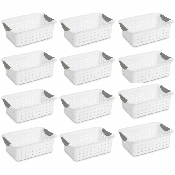 Sterilite Medium Ultra Basket, Storage Bin to Organize Closets, Cabinets,  Pantry, Shelving and Countertop Space, White, 6-Pack