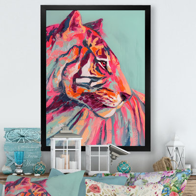 Pink Tiger Eye Paint Stroke Art VII - Animals Wall Art