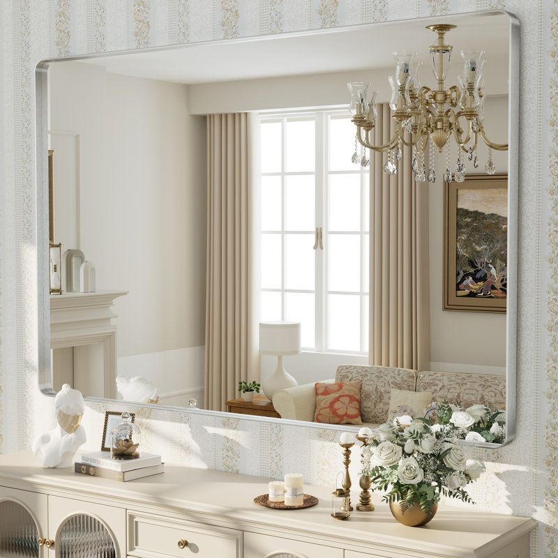 Miroir mural Aevar, Argent brossé, 60 po x 40 po