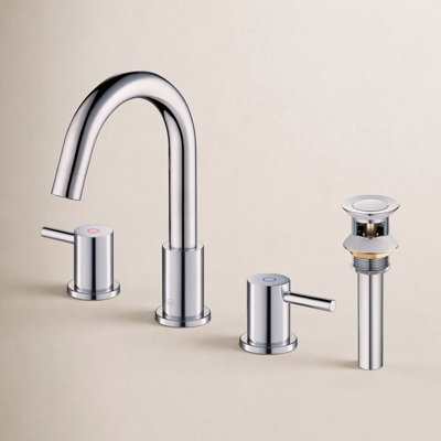 Circular Widespread Bathroom Faucet with Drain