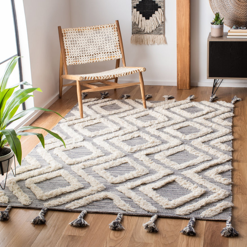 Tapis en laine touffeté à la main Alimatou, Rectangle de 5 pi x 8 pi