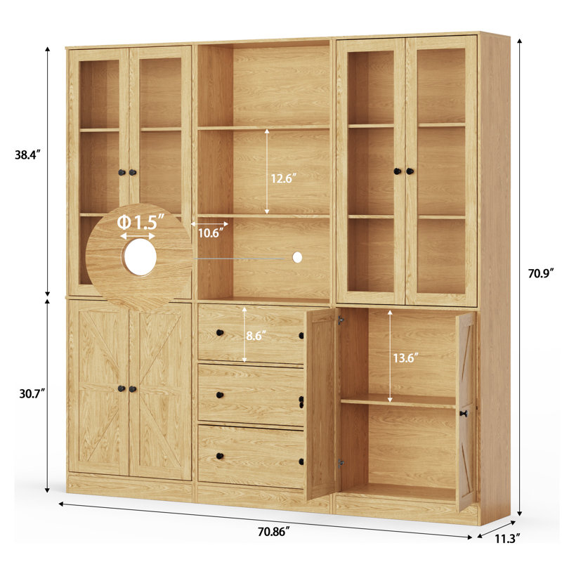 Ensemble de bibliothèques standard H 70,9 po x l 47,24 po (2B + A), Bois