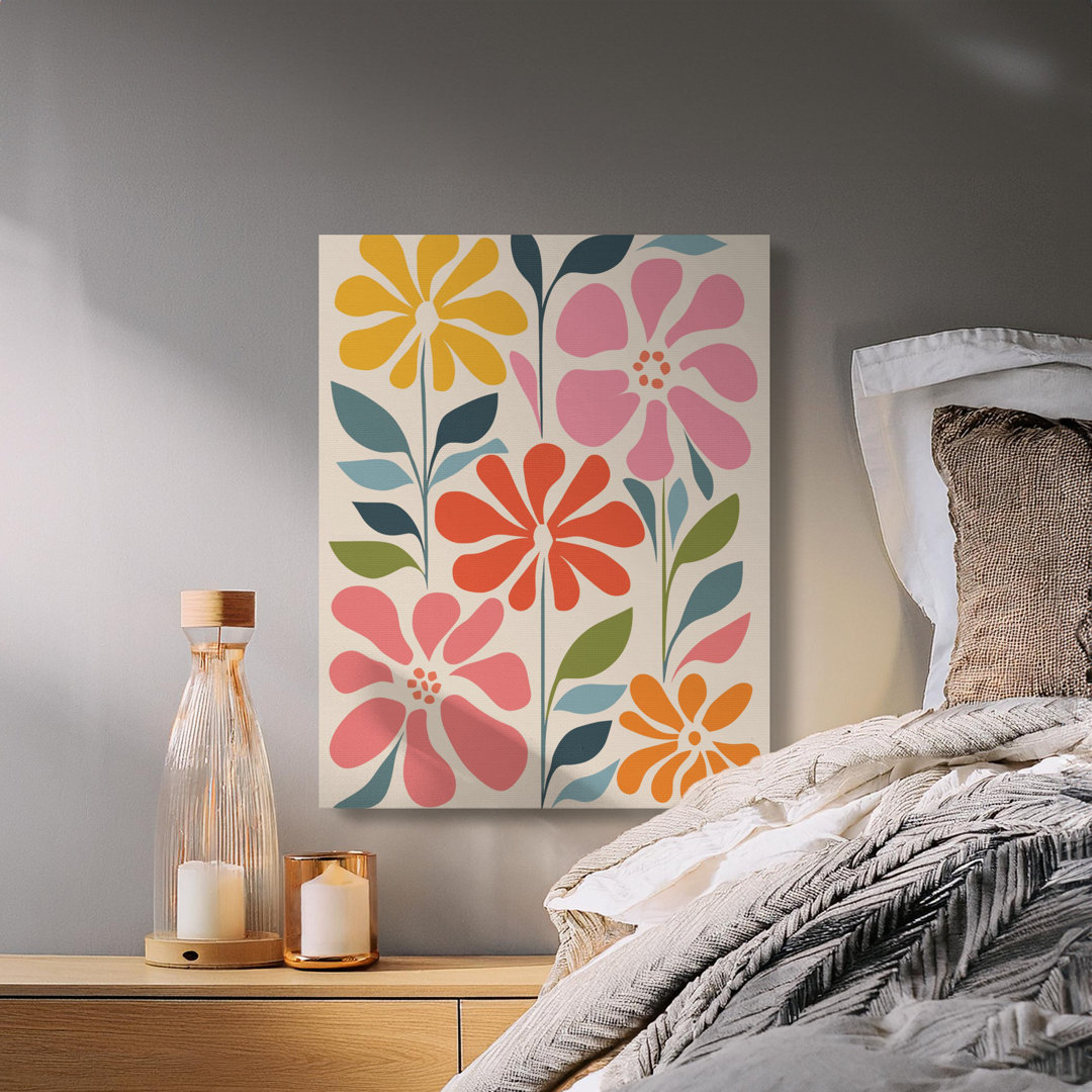 Mid Century Modern Floral Canvas Art