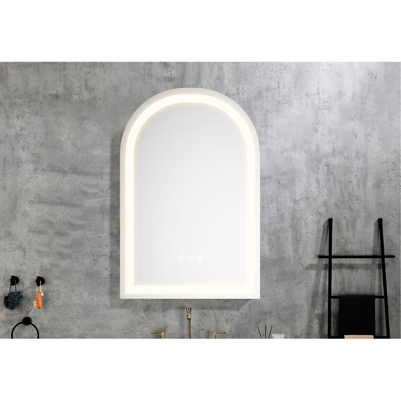 Miroir de salle de bain à DEL 26 * 38 - Lumen élevé, rapide, gradateur, température de couleur réglable, aluminium, brume de lumière blanche avec lumière chaude / neutre / blanc