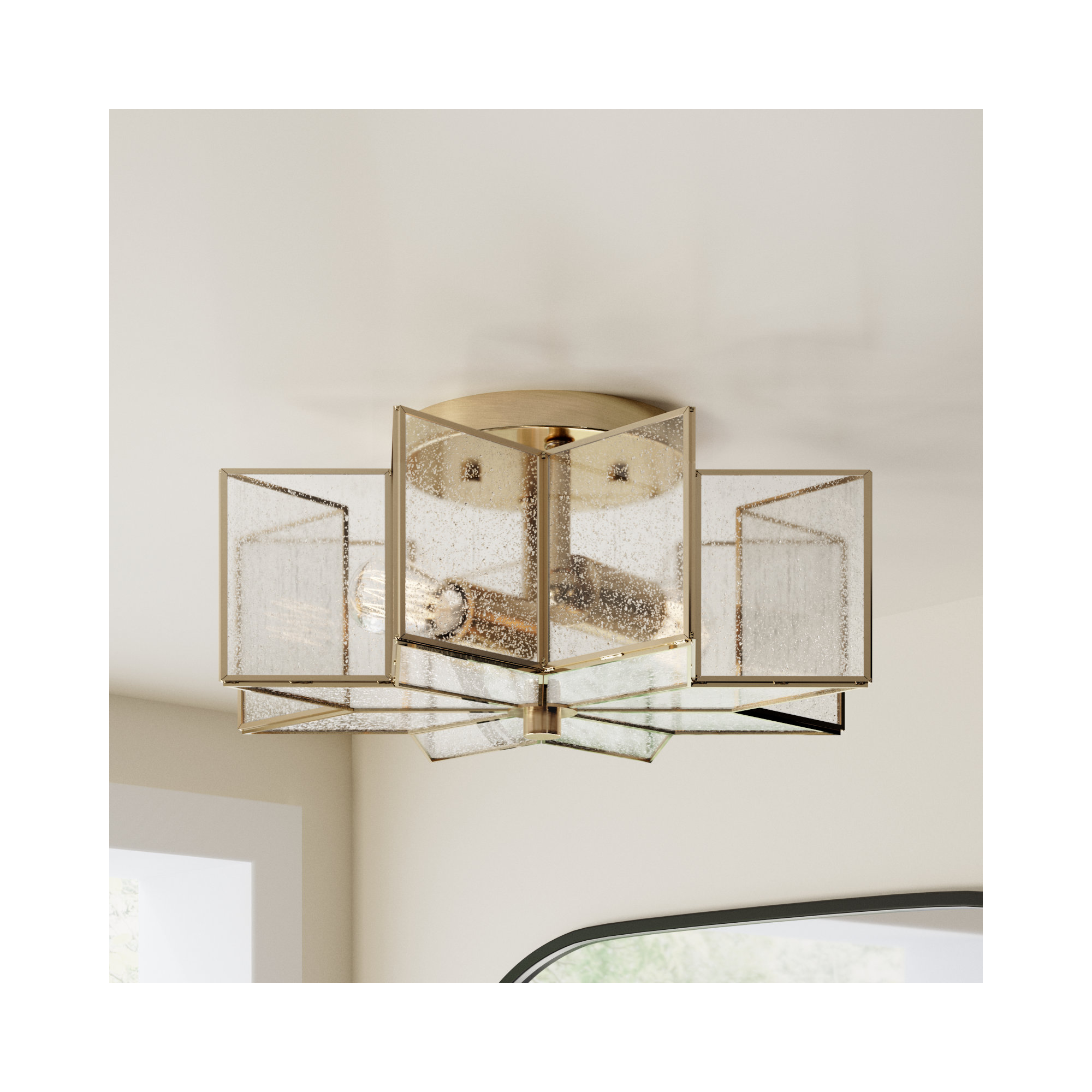 Putnam 2 Light Glass Semi Flush Mount, Clear