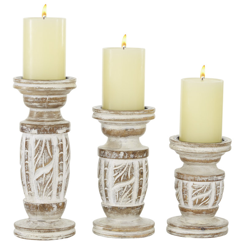10.15'' H Solid Wood Tabletop Candlestick