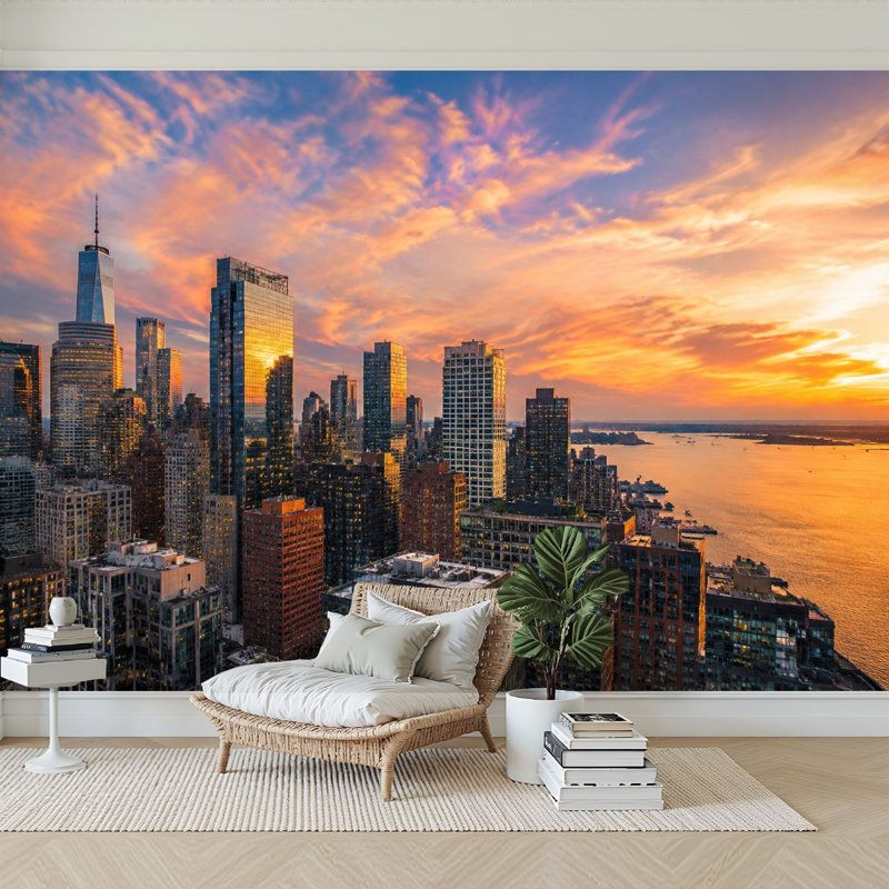 Papier peint adhésif auto-adhésif Chicago Sunset Time, L 69 po x l 96 po
