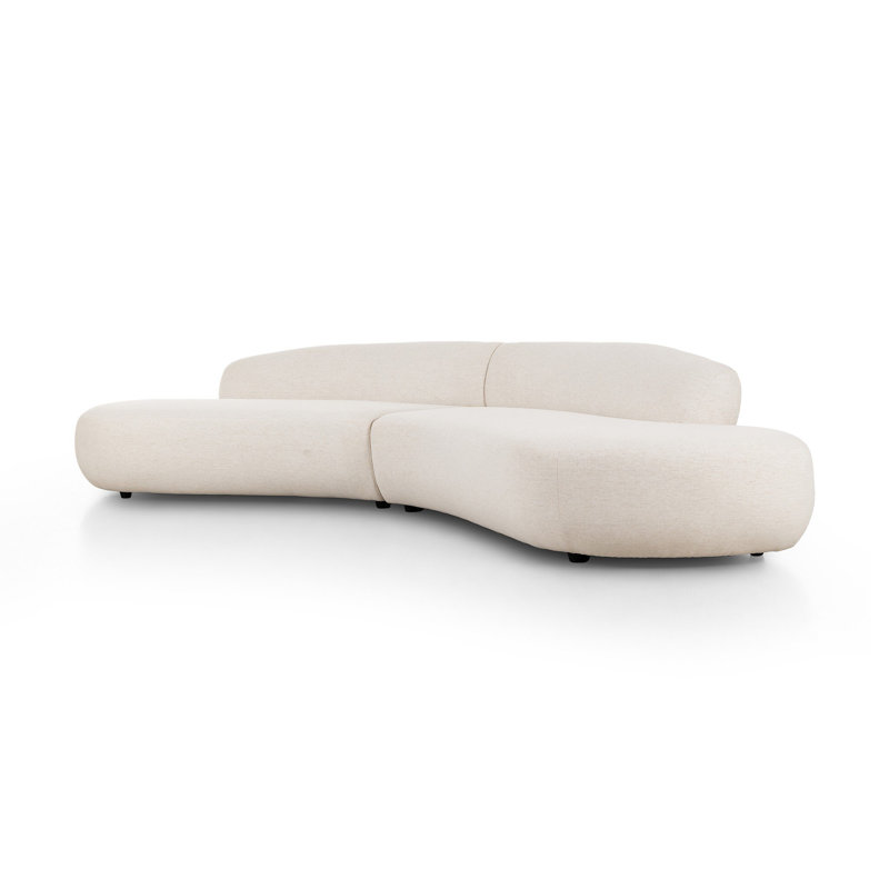 Belen Double Chaise-159”-Thames Coal, Nomad Snow Polyester Blend
