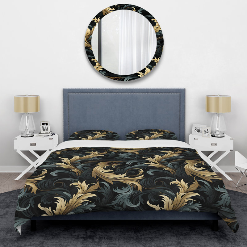 Ensemble de housse de couette Black Ink, Housse de couette pour très grand lit et 2 très