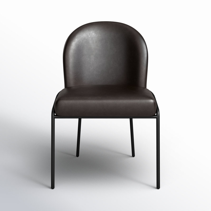 Laina Black Genuine Leather Upholstered Side Chair