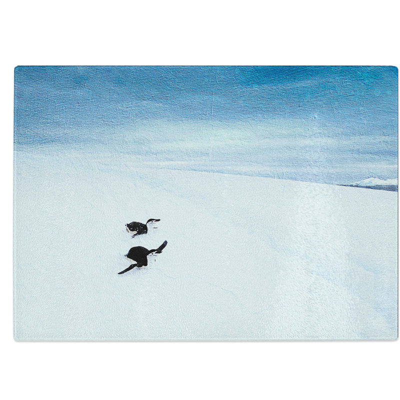 Tempered Glass Playing Penguins Chopping Board, 39 cm W x 28.5 cm L