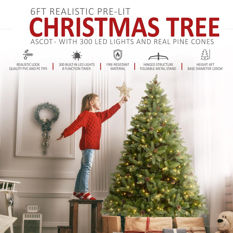 Lighted Artificial Christmas Tree, 6'