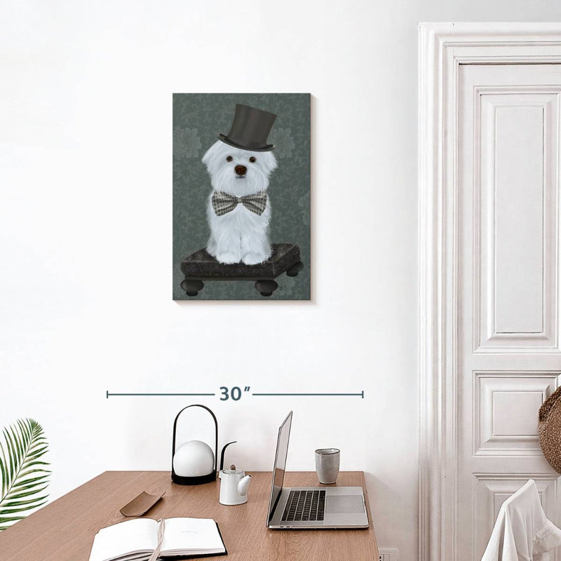 Brampt Maltese With Top Hat, 24" H x 16" W