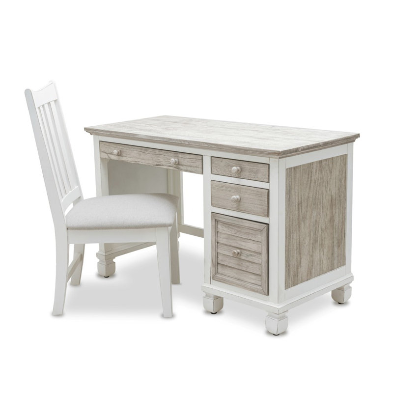 Islamorada - Desk & Chair Set - Dapple Grey and Blanc Finish