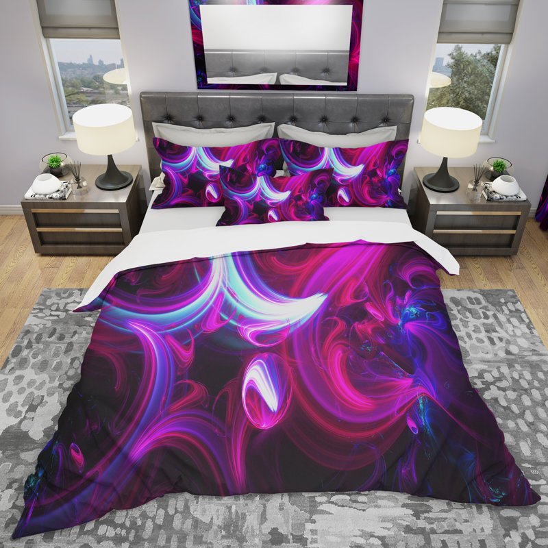 Purple Haze Abstract - Ensemble de housse de couette à motif abstrait - Microfibre de polyester, Housse simple + 1 taie