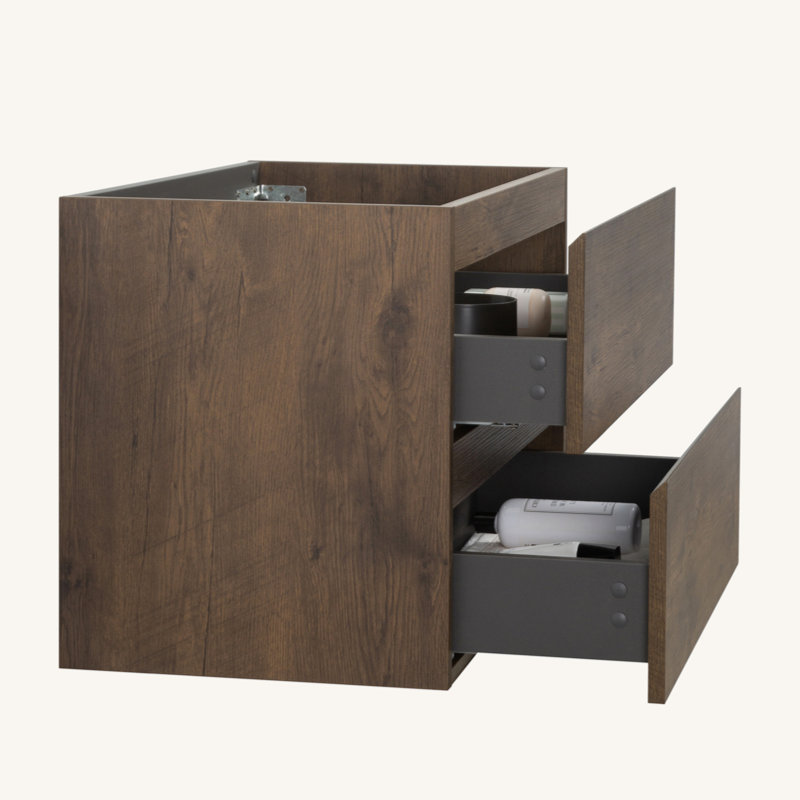 Armoire murale sans lavabo, avec deux tiroirs, pré-assemblée, Noyer