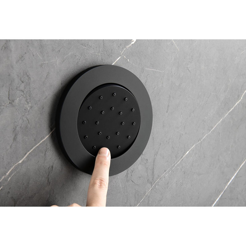 Matte Black Shower With Brass Valve Trim And Options In Sprays, Matte Black