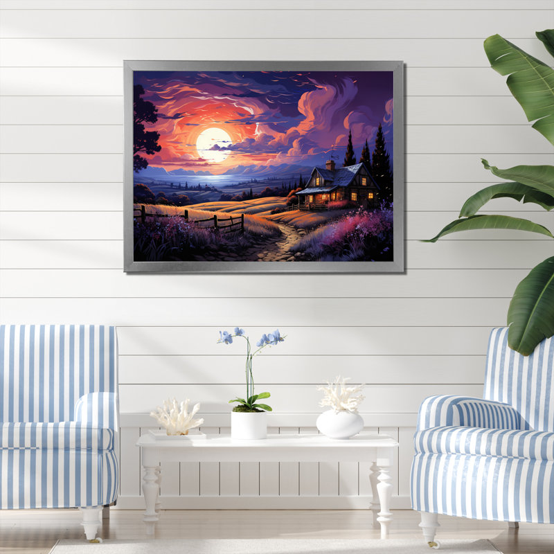 «Old Purple Farm House III», reproduction sur toile, H 34 po x l 44 po x P 1,5 po, Cadre photo argenté