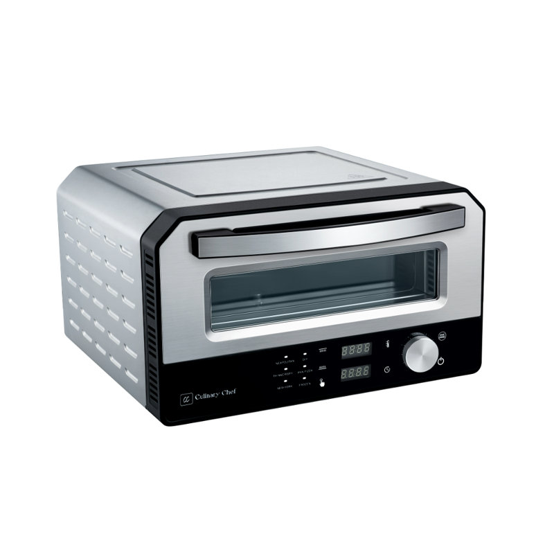 Culinary Chef Indoor Pizza Oven, Temperature Control, Bonus Artisanal Cutter, Removable Stone, SS