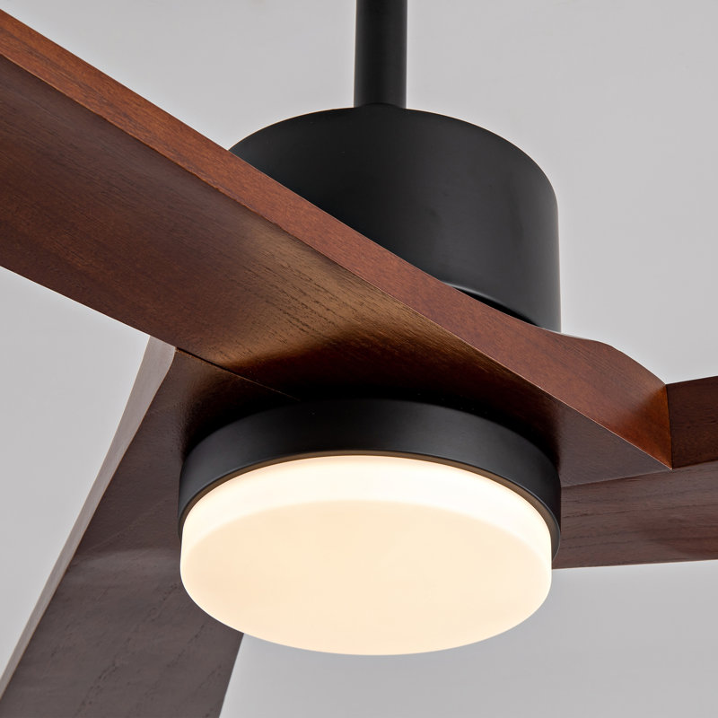 52 Inch Solid Wood Ceiling Fan with Dimmable LED Light, Quiet Reversible DC Motor and Remote Control