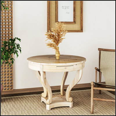 Élégante table de salle à manger ronde avec rangement, design classique pour un charme intemporel et pratique
