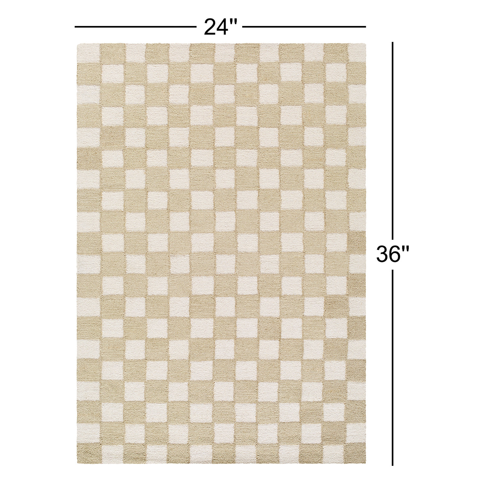 Wright Hand-Tufted Checkered Wool Rug, Rectangle 2' x 3'
