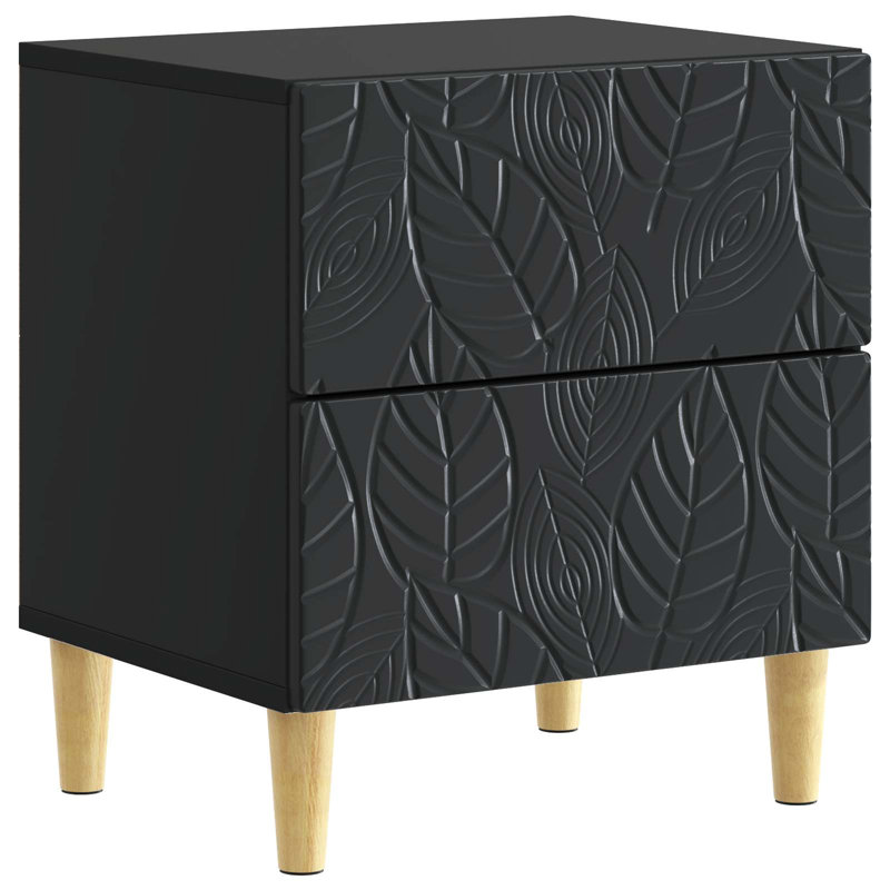 43cm W Composite Bedside Table, Black